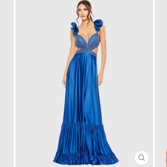 47 - NWOT- Mac Duggal Beaded Cut out A-Line Charmeuse Gown- Size 8 - Picture 4 of 4